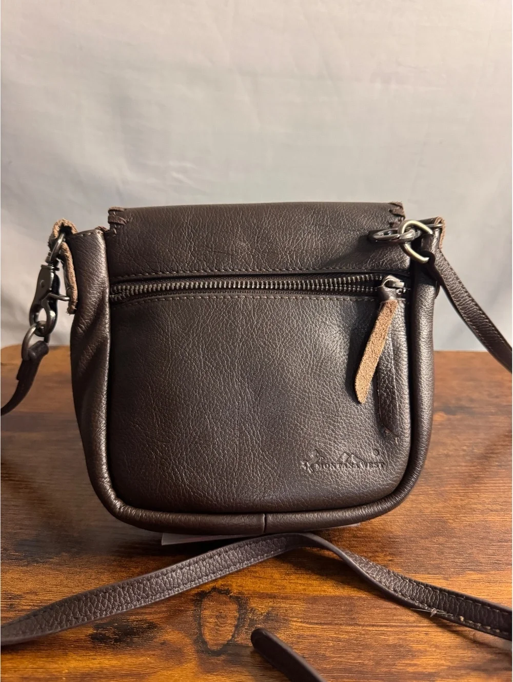 Montana West Brown Crossbody Bag Studded Western Faux Leather Adjustable Strap